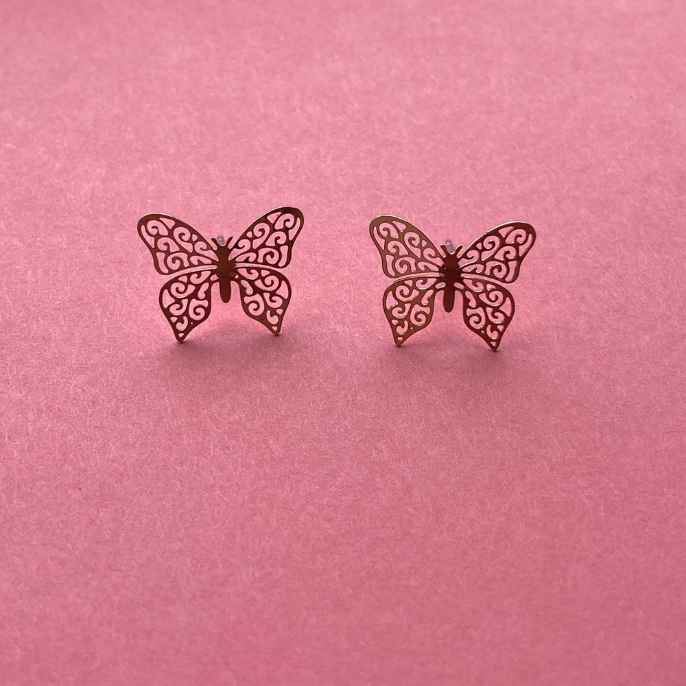 gold colored butterfly earrings